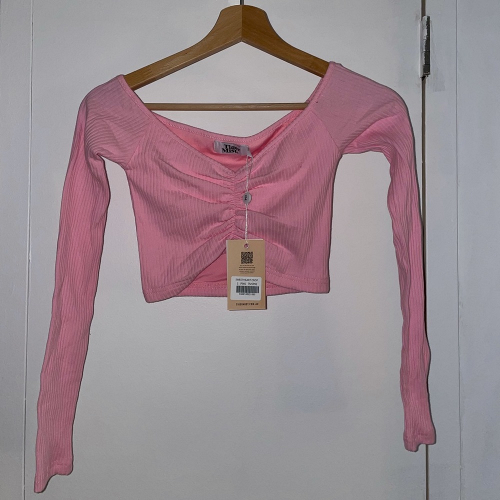 Pink Tiger Mist Off Shoulder Crop Top